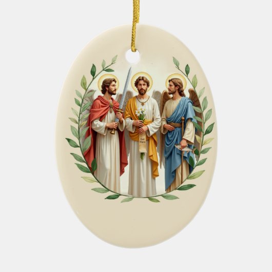 Archangels with God's Peace and Blessings Scruptur Keramik Ornament (Vorne)