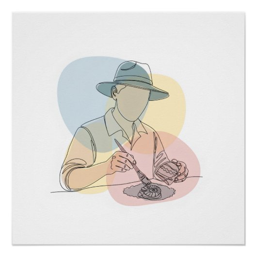 Archäologe eine Linie Kunst zusammenhängend einfac Poster (Vorderseite)