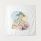 Archäologe eine Linie Kunst zusammenhängend einfac Wandteppich (Vorderseite)