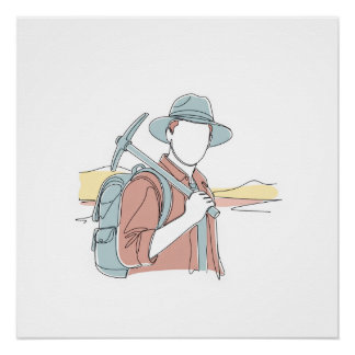 Archäologe, einfache Kunst aus einer Hand, kontinu Poster