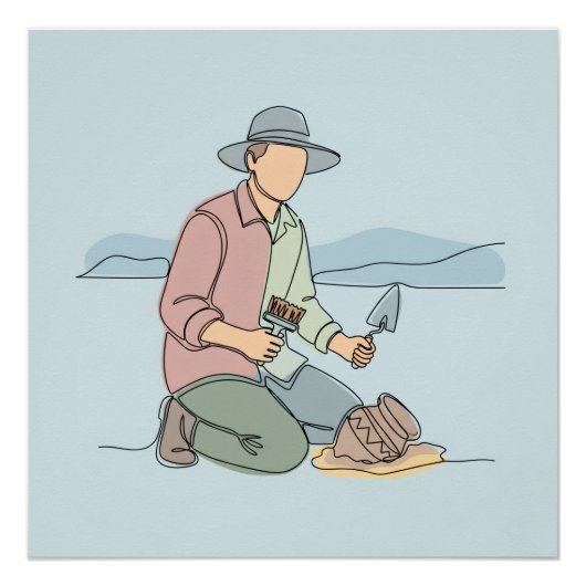 Archäologe, einfache Kunst aus einer Hand, kontinu Poster (Vorderseite)