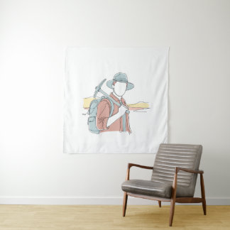 Archäologe, einfache Kunst aus einer Hand, kontinu Wandteppich