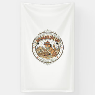 Archäologie Katze Archäologie Katze Vintage Vektor Banner