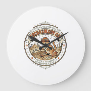 Archäologie-Katze Archäologie-Katze Vintage-Vektor Große Wanduhr