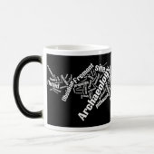 Archäologiewort-Wolken-Tasse: Weiß auf Schwarzem Verwandlungstasse (Links)