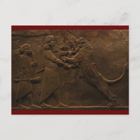 Archäologische Fundstücke: Assyrian Lion Hunt Fres Postkarte (Vorderseite)