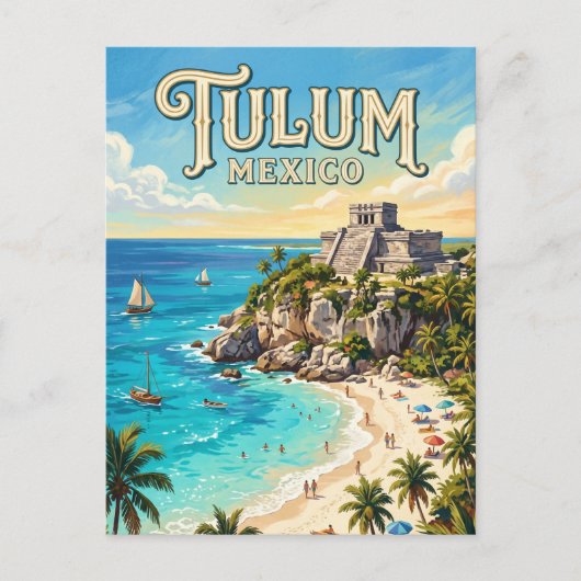 Archäologische Zone Tulum Mexiko Postkarte (Vorderseite)