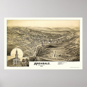 Archbald, PA Panoramic Karte - 1892 Poster