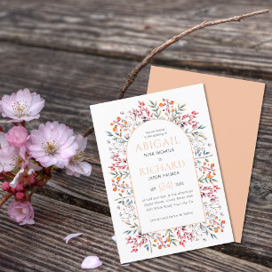 Arche mit Blätter und Beeren Pfirsichhochzeit Einladung