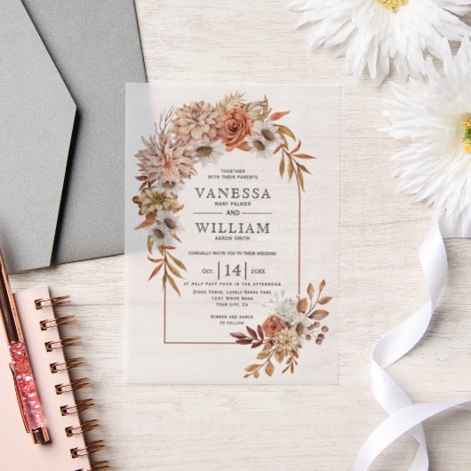 Arche mit Herbst-Blume-Arrangement Hochzeit im Her Pergament Einladungen (Hochzeit)