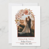 Arche mit Herbst-Blume Hochzeit im Herbst Foto Dankeskarte (Vorderseite)