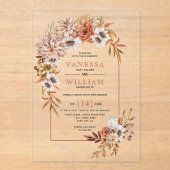 Arche mit HerbstBlume und Blätter Hochzeit im Herb Acryleinladungen (Vorderseite)