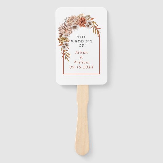 Arche mit Terracotta Blume Hochzeitsprogramm Fächer (Vorderseite)