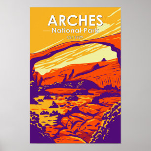 Arche Nationalpark Double Arch Sunset Vintag Poster