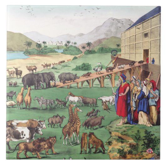 Arche Noah mit Tieren Fliese (Vorderseite)