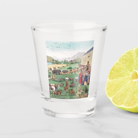 Arche Noah mit Tieren Schnapsglas (Vorderseite)