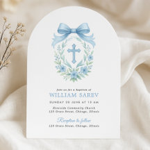 Arched Blue Baptisse Einladung für Baby Boy