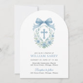 Arched Blue Baptisse Einladung für Baby Boy (Vorderseite)