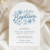 Arched Blue Floral Taufe Einladung für Jungen