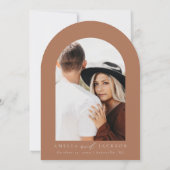 Arched Boho Watercolor Mountain Wedding Einladung (Rückseite)
