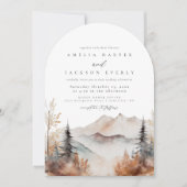 Arched Boho Watercolor Mountain Wedding Einladung (Vorderseite)