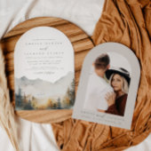 Arched Boho Watercolor Mountain Wedding Einladung