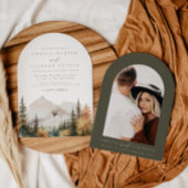 Arched Boho Watercolor Mountain Wedding Einladung