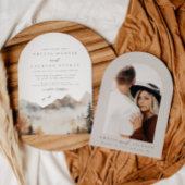 Arched Boho Watercolor Mountain Wedding Einladung