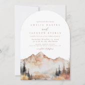Arched Boho Watercolor Mountain Wedding Einladung (Vorderseite)