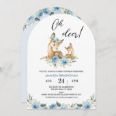 Arched Boys Blue Floral Oh Deer Baby Dusche Einladung (Vorne/Hinten)