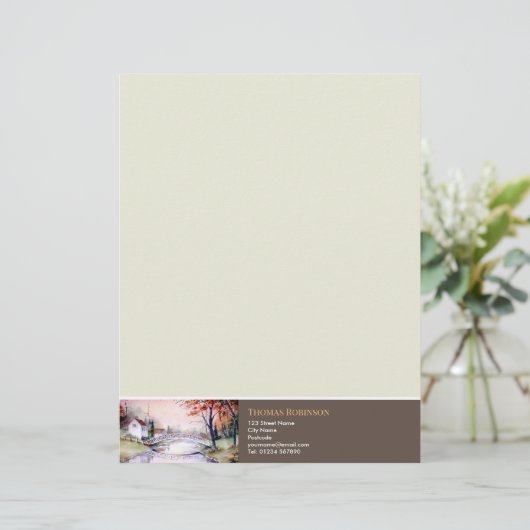 Arched Bridge New England Aquarellbilder Briefbogen (Stehend Vorderseite)