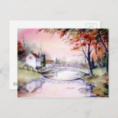 Arched Bridge Watercolor-Malerei Postkarte (Vorne/Hinten)