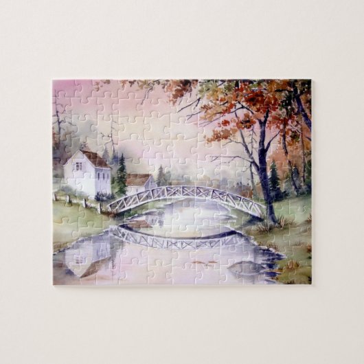 Arched Bridge Watercolor Painting Puzzle (Horizontal)