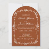 Arched Burnt Orange Floral Boho Terracotta Wedding Einladung (Vorderseite)