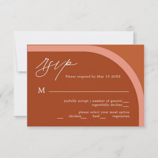 Arched Desert Terra Cotta Modern Wedding RSVP Card Karte (Vorderseite)