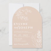 Arched Elegant Floral Blush Herbal Boho Wedding Einladung (Vorderseite)