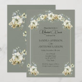 Arched Floral Sage Green Wedding Rehearsal  Einladung (Vorne/Hinten)