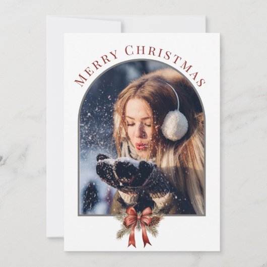 ARCHED FOTO ELEGANT MINIMAL CHRISTMAS FEIERTAGSKARTE (Vorderseite)