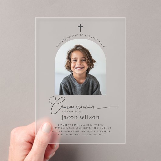 Arched Foto First Communion Boy Einladung (Insitu (Handheld))