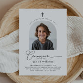 Arched Foto First Communion Boy Einladung