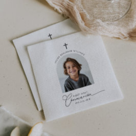 Arched Foto First Communion Boy Serviette