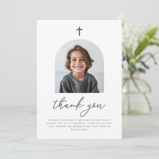 Arched Foto First Communityjunge Danke (Stehend Vorderseite)