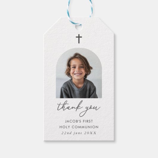 Arched Foto First Communityjunge Danke Geschenkanhänger (Vorderseite)