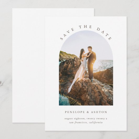 Arched Foto Save the Date geschoben (Vorne/Hinten)
