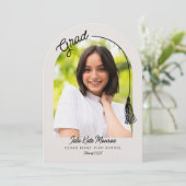 Arched Grad Announcement Invitation with Photo Einladung (Stehend Vorderseite)