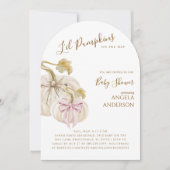 Arched Li'l Pumpkins on the Way Twins Baby Shower Einladung (Vorderseite)