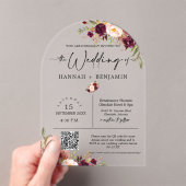 Arched Marsala Boho Wedding Modern Minimal QR Code Acryleinladungen (Insitu (Handheld))