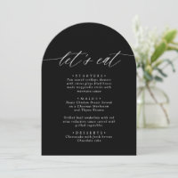 Arched Modern Black & White Let's Eat Menu Card