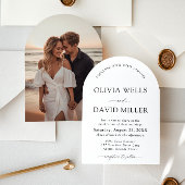 Arched Modern Black & White Minimalistisch Wedding Einladung