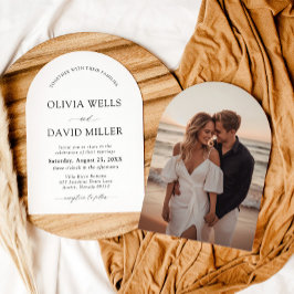 Arched Modern Black & White Minimalistisch Wedding Einladung